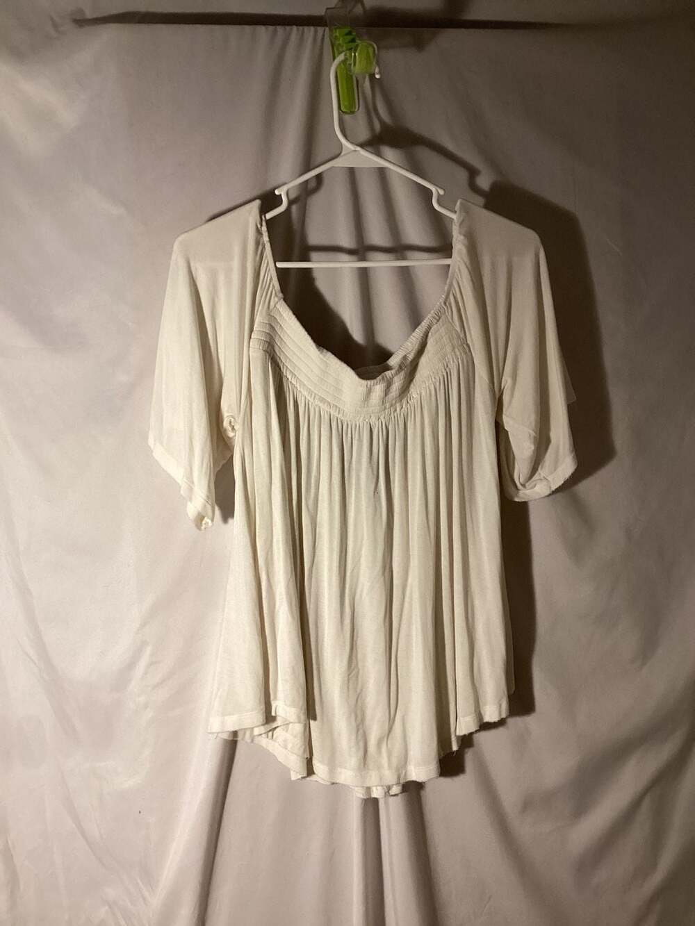American Eagle Soft & Sexy Smocked Off-The-Shoulder White Top